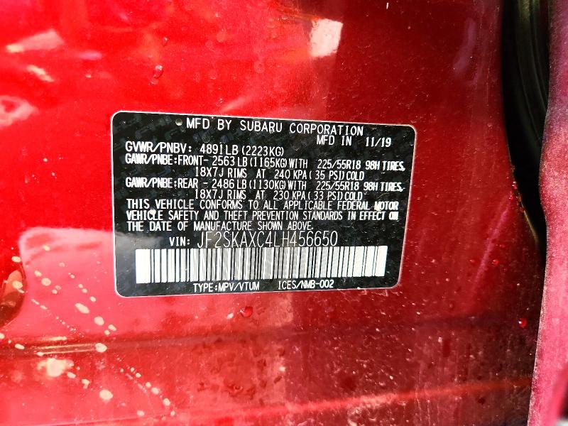 65016046 :رقم المزاد ، JF2SKAXC4LH456650 vin ، 2020 Subaru Forester مزاد بيع