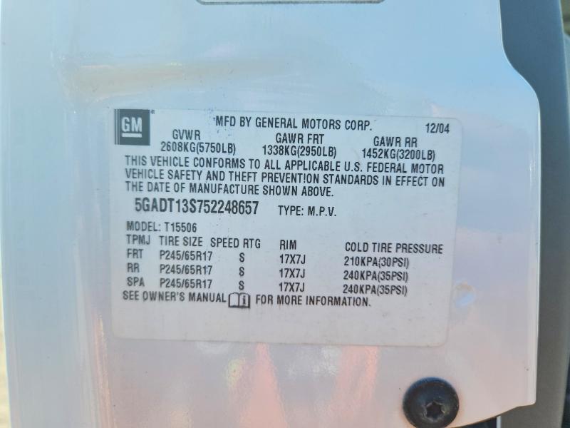 Продаж на аукціоні авто 2005 Buick Rainier, vin: 5GADT13S752248657, номер лоту: 65712476
