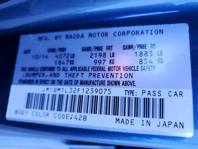 2015 Mazda 3 მანქანა იყიდება აუქციონზე, vin: JM1BM1L32F1239075, აუქციონის ნომერი: 65675006