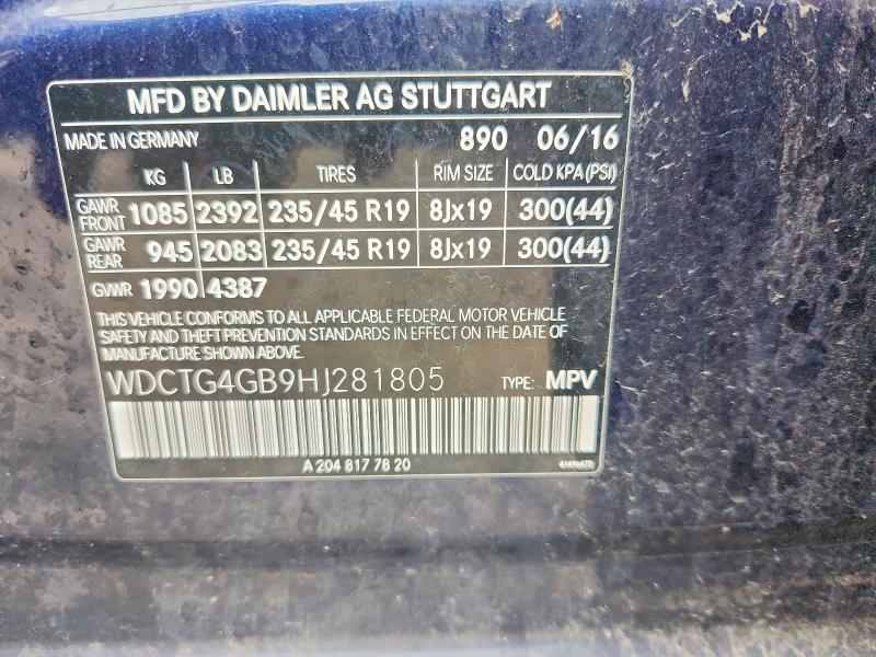 Aukcja sprzedaży 2017 Mercedes-benz Gla, vin: WDCTG4GB9HJ281805, numer aukcji: 64816156