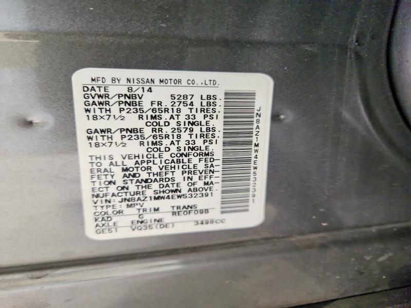 Aukcja sprzedaży 2014 Nissan Murano, vin: JN8AZ1MW4EW532391, numer aukcji: 66798416
