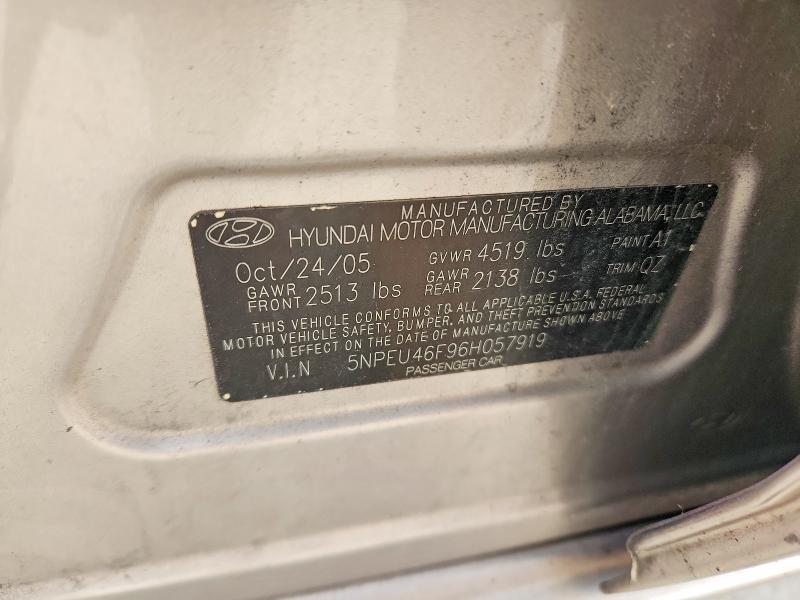 2006 Hyundai Sonata მანქანა იყიდება აუქციონზე, vin: 5NPEU46F96H057919, აუქციონის ნომერი: 65718156