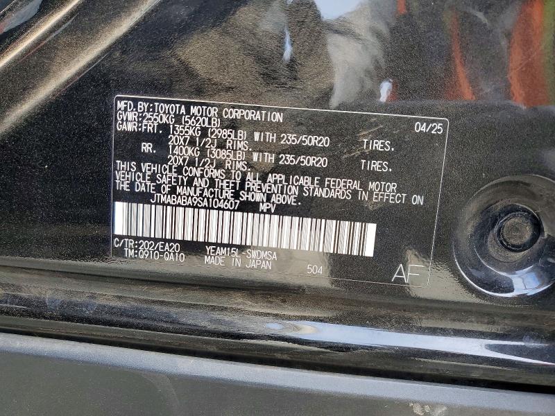 2025 Subaru Solterra მანქანა იყიდება აუქციონზე, vin: JTMABABA9SA104607, აუქციონის ნომერი: 63036396