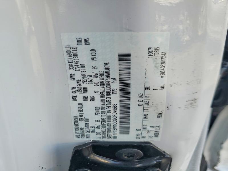 2016 Ford F150 მანქანა იყიდება აუქციონზე, vin: 1FTEW1CG9GFD49586, აუქციონის ნომერი: 63806046