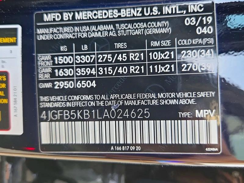 Продажа на аукционе авто 2020 Mercedes-benz Gle, vin: 4JGFB5KB1LA024625, номер лота: 67559916