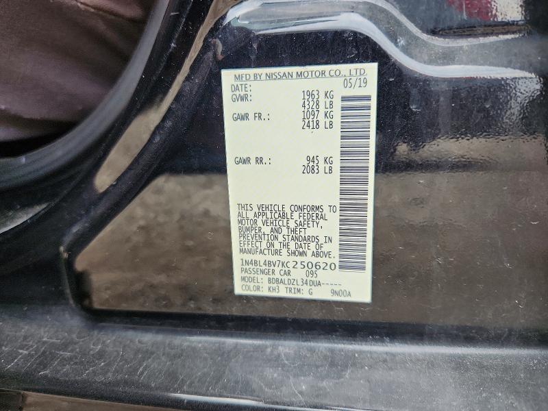 Aukcja sprzedaży 2019 Nissan Altima, vin: 1N4BL4BV7KC250620, numer aukcji: 65494626