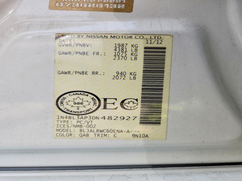 Aukcja sprzedaży 2013 Nissan Altima, vin: 1N4BL3AP3DN482927, numer aukcji: 64139186