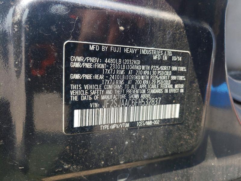 Aukcja sprzedaży 2015 Subaru Forester, vin: JF2SJAAC6FH532837, numer aukcji: 64245026