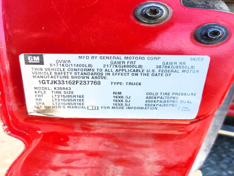 Aukcja sprzedaży 2002 Gmc New Sierra, vin: 1GTJK33162F237760, numer aukcji: 66739856