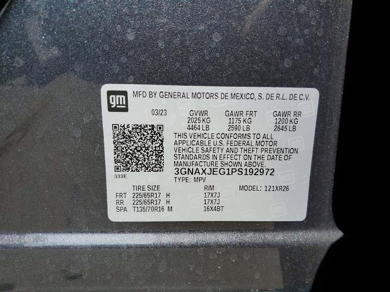 Aukcja sprzedaży 2023 Chevrolet Equinox, vin: 3GNAXJEG1PS192972, numer aukcji: 64654326