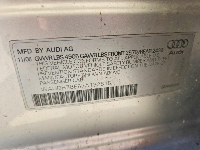 Aukcja sprzedaży 2007 Audi A4, vin: WAUDH78E67A132815, numer aukcji: 65623356