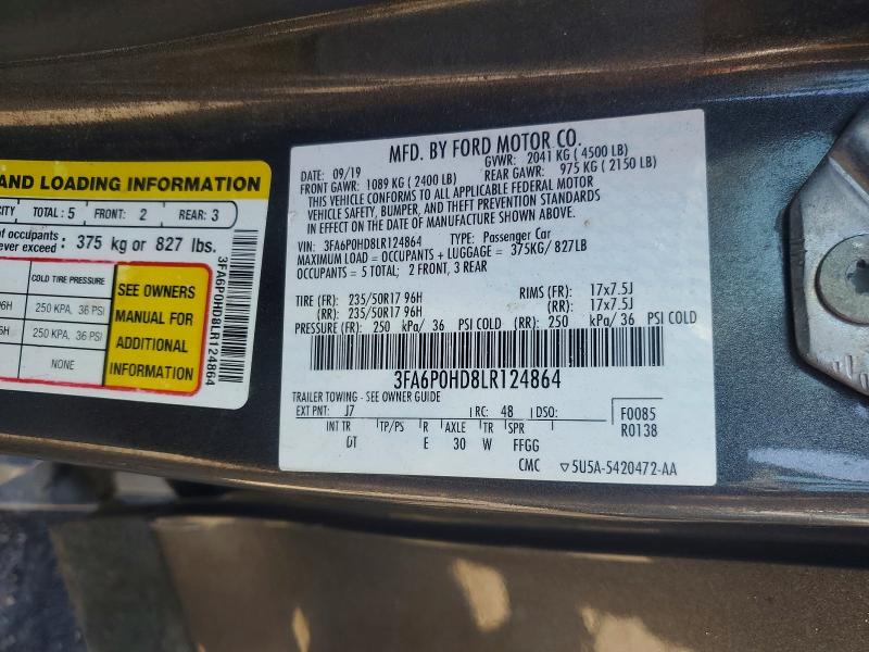 Aukcja sprzedaży 2020 Ford Fusion, vin: 3FA6P0HD8LR124864, numer aukcji: 63647746