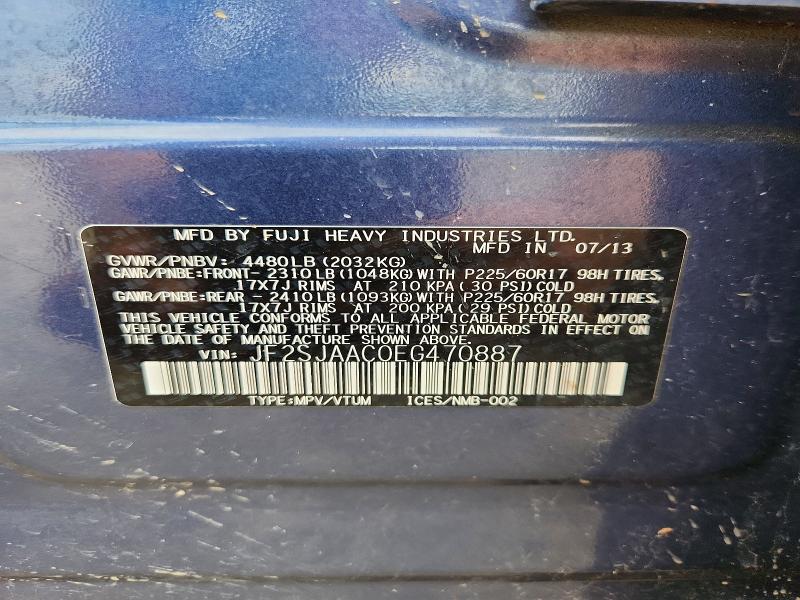 65827166 :رقم المزاد ، JF2SJAAC0EG470887 vin ، 2014 Subaru Forester مزاد بيع