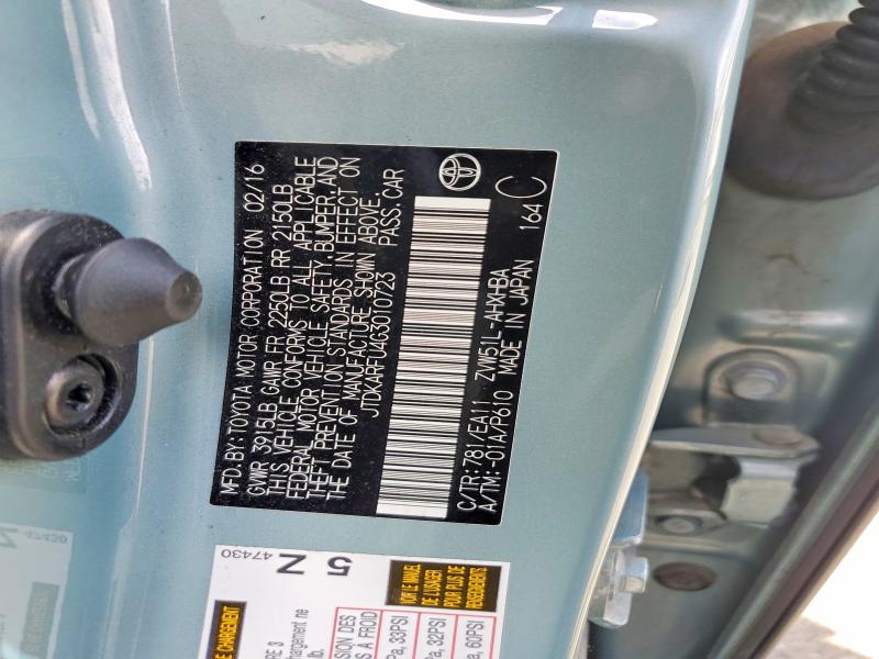 Aukcja sprzedaży 2016 Toyota Prius, vin: JTDKARFU4G3010723, numer aukcji: 64263366