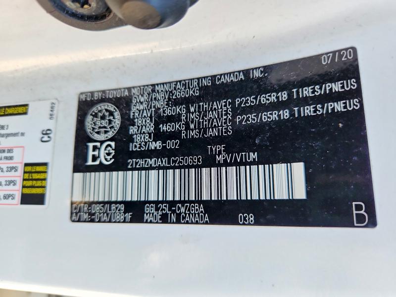 Продаж на аукціоні авто 2020 Lexus Rx, vin: 2T2HZMDAXLC250693, номер лоту: 62762826
