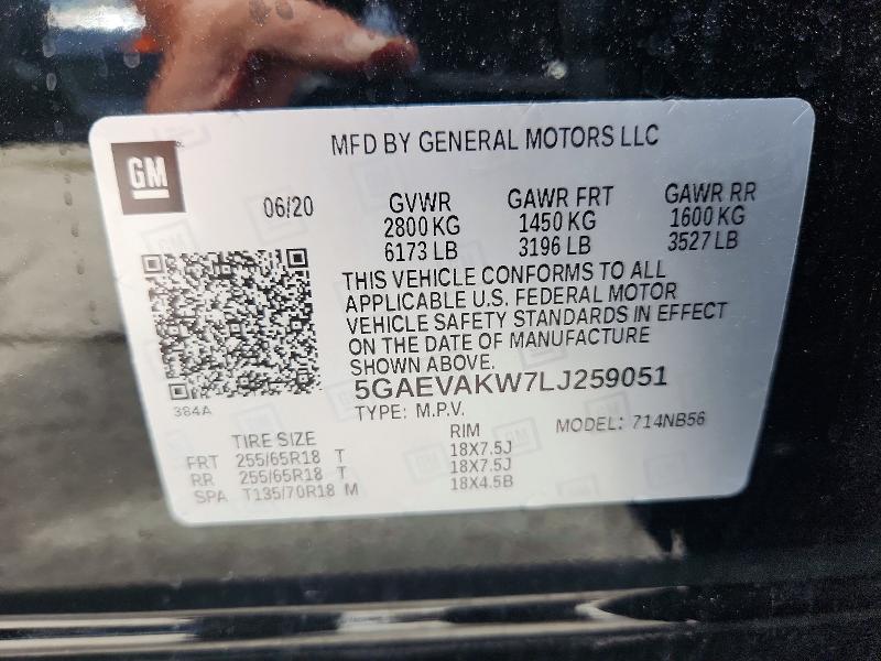 Aukcja sprzedaży 2020 Buick Enclave, vin: 5GAEVAKW7LJ259051, numer aukcji: 66294526
