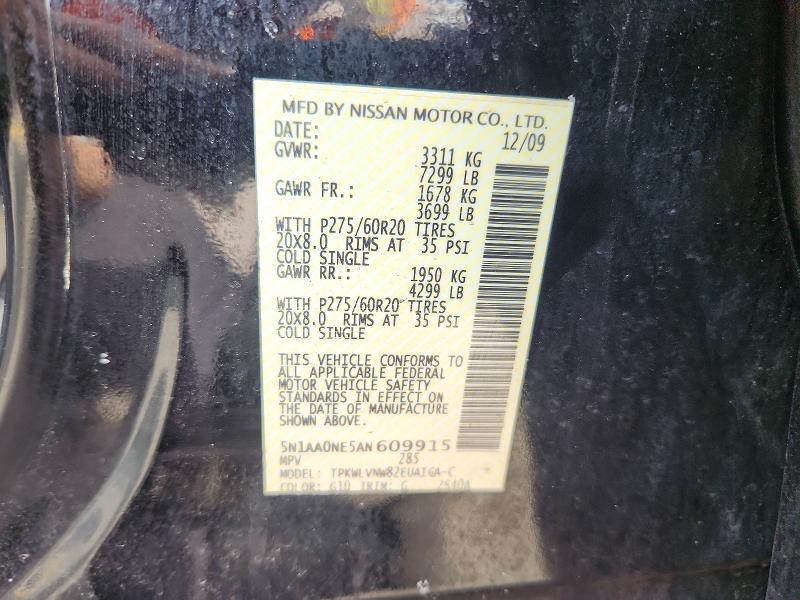 Продаж на аукціоні авто 2010 Nissan Armada, vin: 5N1AA0NE5AN609915, номер лоту: 66012106