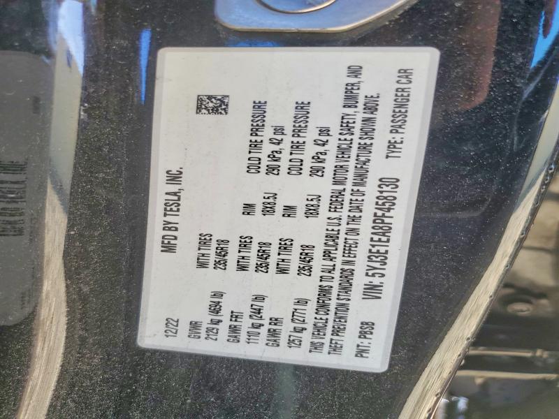 Продажа на аукционе авто 2023 Tesla Model 3, vin: 5YJ3E1EA8PF458130, номер лота: 65045696