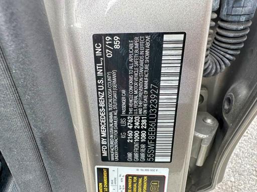 59915486 :رقم المزاد ، 55SWF8EB6LU323927 vin ، 2020 Mercedes-benz C مزاد بيع