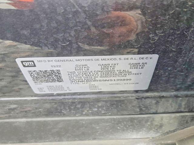 66554796 :رقم المزاد ، 3GNKBDRS5NS139899 vin ، 2022 Chevrolet Blazer مزاد بيع