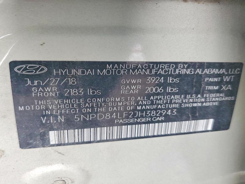 Aukcja sprzedaży 2018 Hyundai Elantra, vin: 5NPD84LF2JH382943, numer aukcji: 64942306