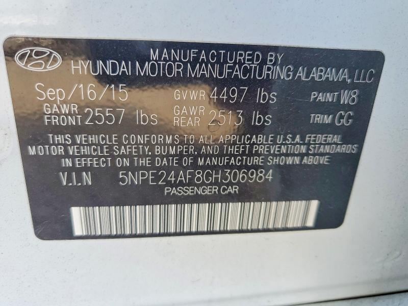 Продаж на аукціоні авто 2016 Hyundai Sonata, vin: 5NPE24AF8GH306984, номер лоту: 65143546