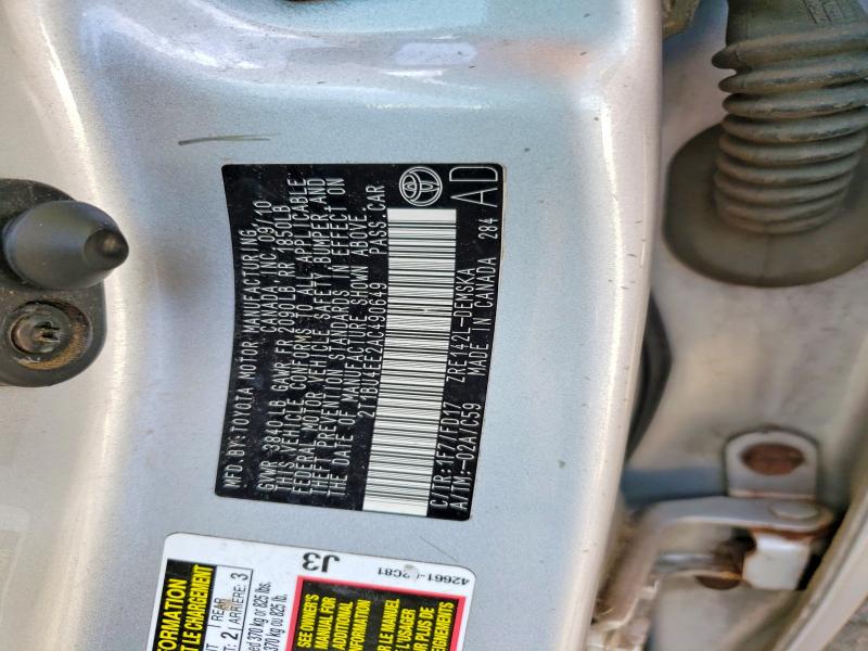 2010 Toyota Corolla მანქანა იყიდება აუქციონზე, vin: 2T1BU4EE2AC490649, აუქციონის ნომერი: 63026146