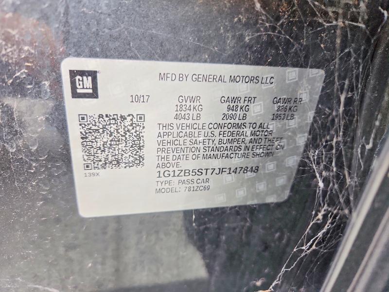 Продажа на аукционе авто 2018 Chevrolet Malibu, vin: 1G1ZB5ST7JF147848, номер лота: 65715546