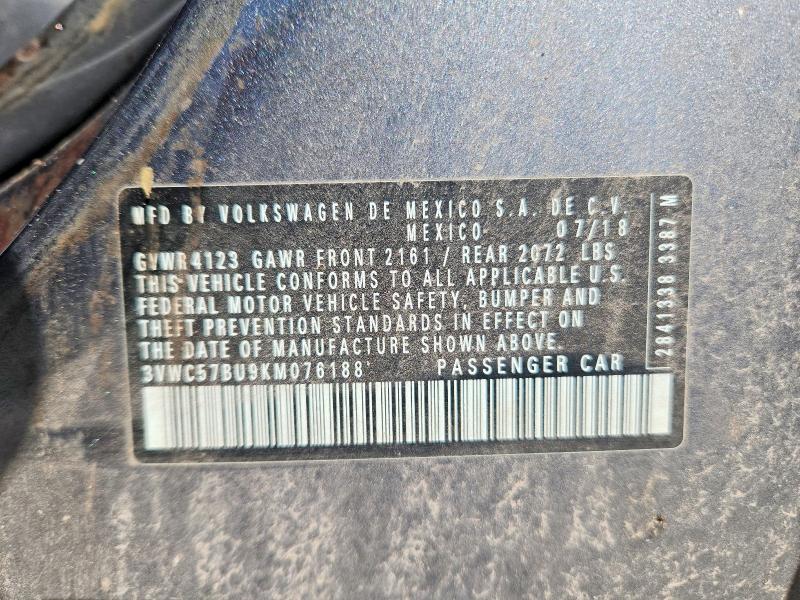 Продаж на аукціоні авто 2019 Volkswagen Jetta, vin: 3VWC57BU9KM076188, номер лоту: 67019276