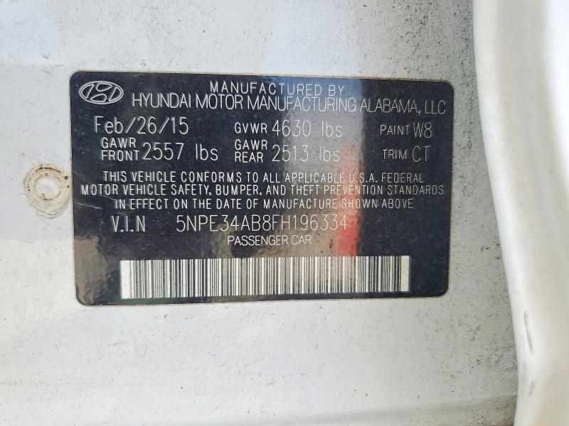 63791296 :رقم المزاد ، 5NPE34AB8FH196334 vin ، 2015 Hyundai Sonata مزاد بيع