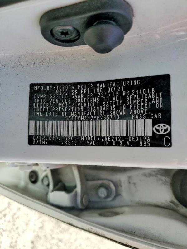 65022486 :رقم المزاد ، 5YFEPMAE2MP265713 vin ، 2021 Toyota Corolla مزاد بيع