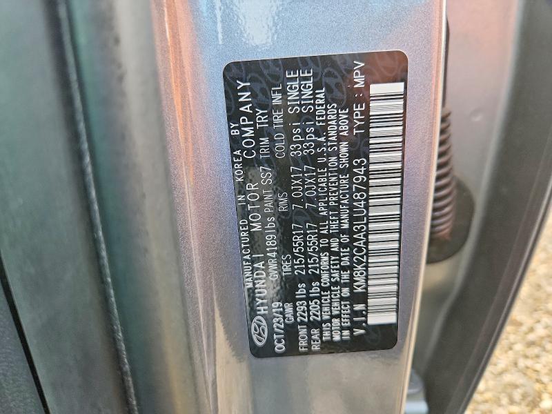65574906 :رقم المزاد ، KM8K2CAA3LU487943 vin ، 2020 Hyundai Kona مزاد بيع