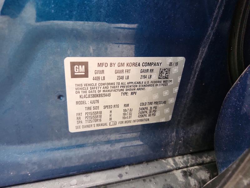 Aukcja sprzedaży 2019 Buick Encore, vin: KL4CJESB0KB929449, numer aukcji: 64457286