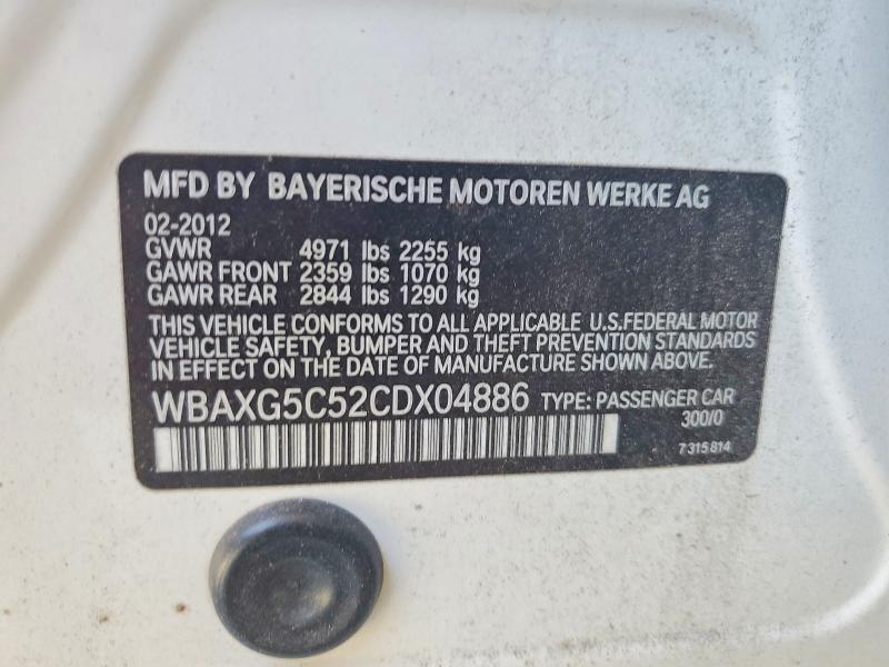 Продаж на аукціоні авто 2012 Bmw 528, vin: WBAXG5C52CDX04886, номер лоту: 67014786