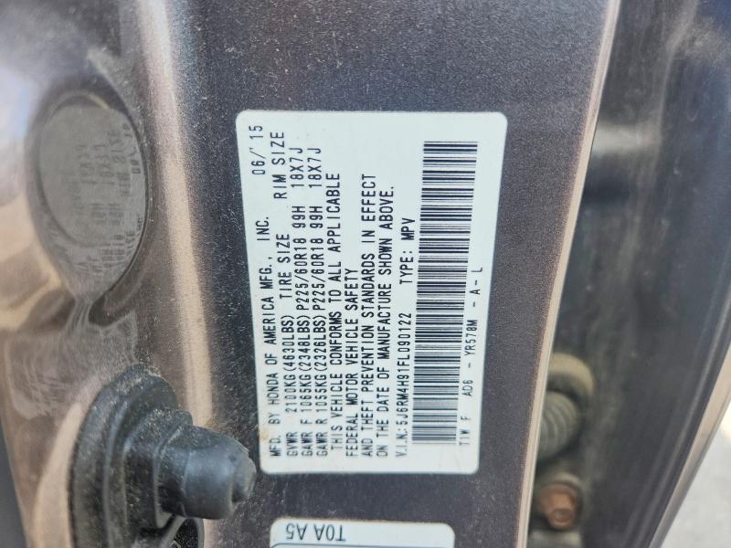 Продаж на аукціоні авто 2015 Honda Cr-v, vin: 5J6RM4H91FL090122, номер лоту: 65333816
