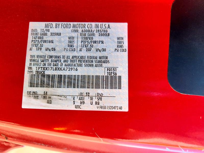 Продажа на аукционе авто 1999 Ford F150, vin: 1FTRX17L8XKA73916, номер лота: 63683816
