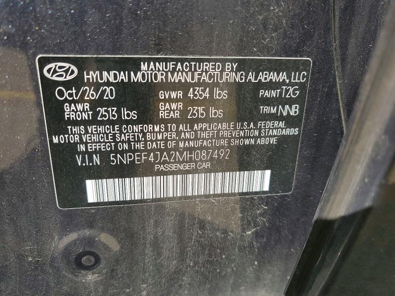 Aukcja sprzedaży 2021 Hyundai Sonata, vin: 5NPEF4JA2MH087492, numer aukcji: 64976136