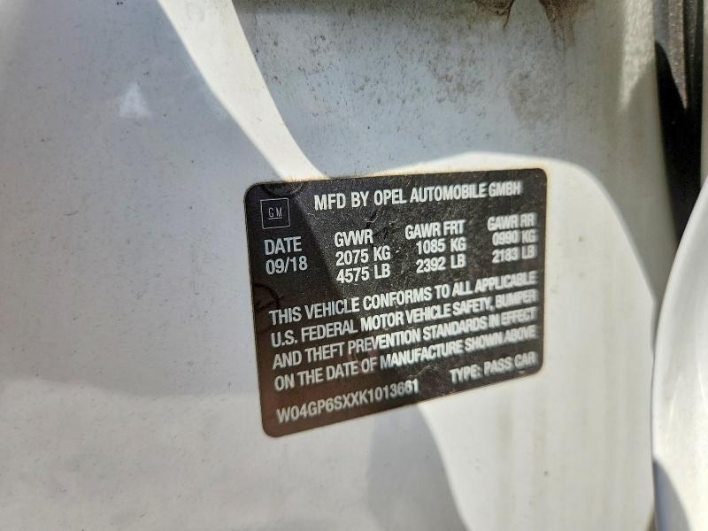 66812456 :رقم المزاد ، W04GP6SXXK1013661 vin ، 2019 Buick Regal مزاد بيع
