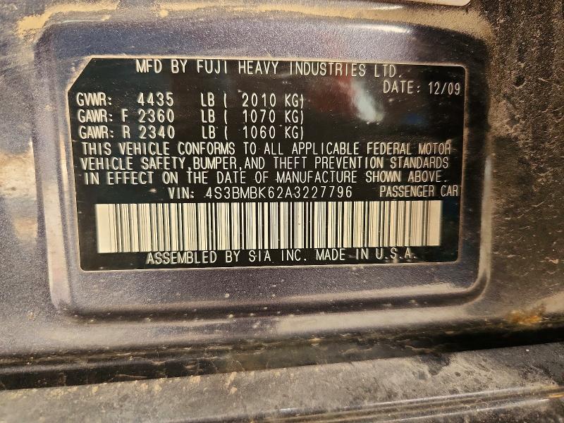 Продаж на аукціоні авто 2010 Subaru Legacy, vin: 4S3BMBK62A3227796, номер лоту: 62891656