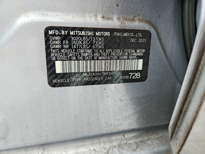 Продаж на аукціоні авто 2022 Mitsubishi Mirage, vin: ML32AUHJ7NH002592, номер лоту: 64370076