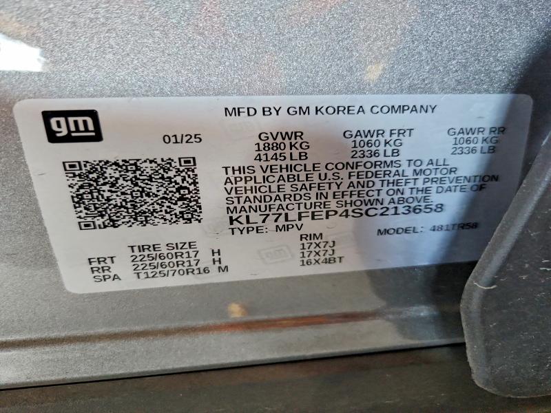 Auction sale of the 2025 Chevrolet Trax, vin: KL77LFEP4SC213658, lot number: 63609766