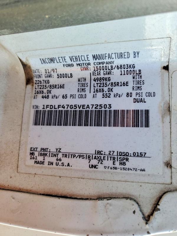 Auction sale of the 1997 Ford F, vin: 1FDLF47G5VEA72503, lot number: 64911226