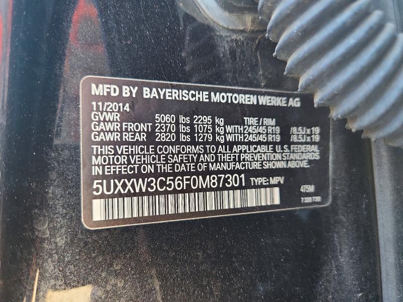 63807026 :رقم المزاد ، 5UXXW3C56F0M87301 vin ، 2015 Bmw X4 مزاد بيع