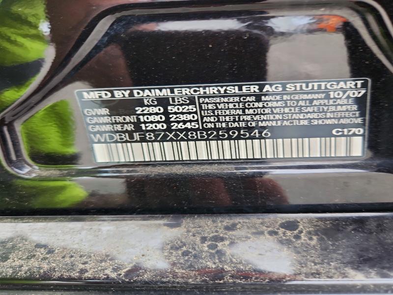 Auction sale of the 2008 Mercedes-benz E, vin: WDBUF87XX8B259546, lot number: 63572856