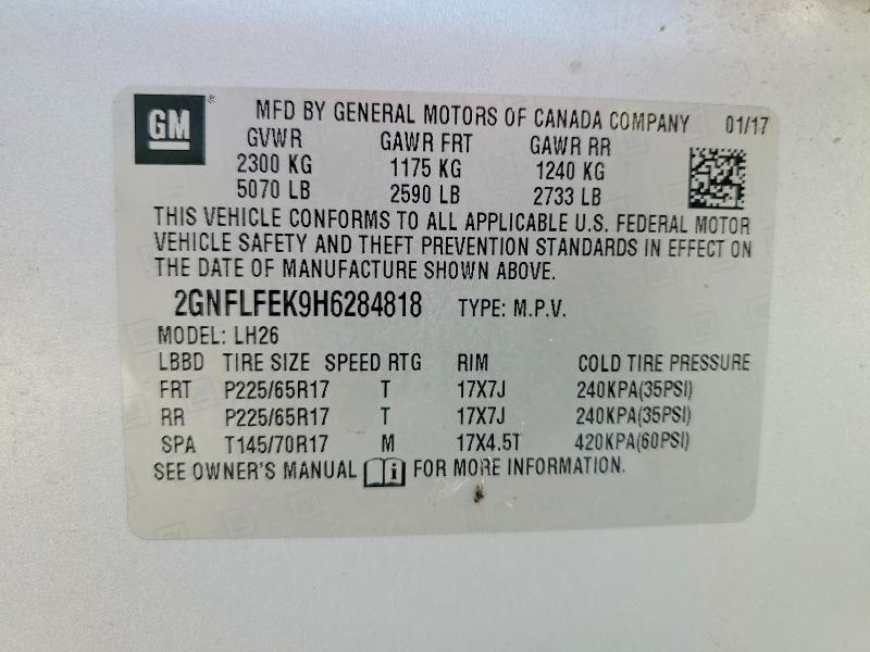 63341116 :رقم المزاد ، 2GNFLFEK9H6284818 vin ، 2017 Chevrolet Equinox مزاد بيع