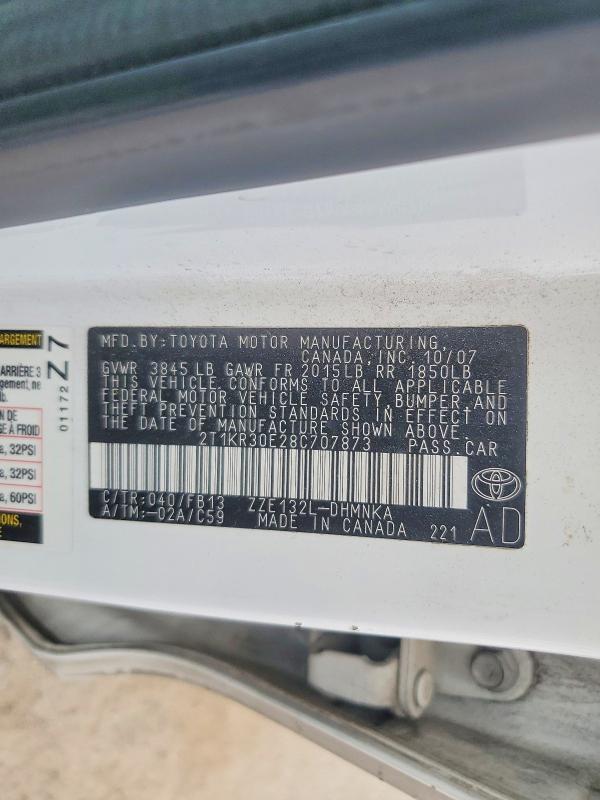 Aukcja sprzedaży 2008 Toyota Matrix, vin: 2T1KR30E28C707873, numer aukcji: 64999616