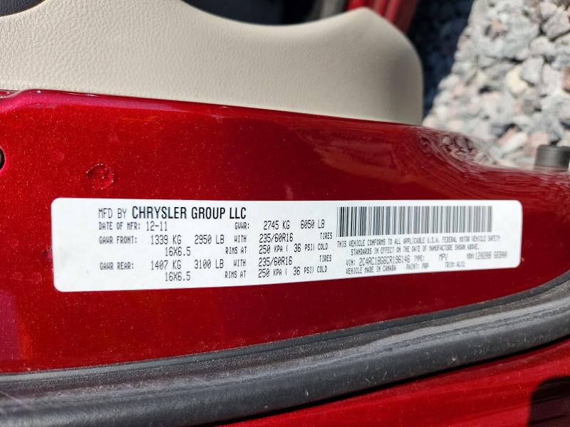 63251596 :رقم المزاد ، 2C4RC1BG6CR196146 vin ، 2012 Chrysler Town & Country مزاد بيع