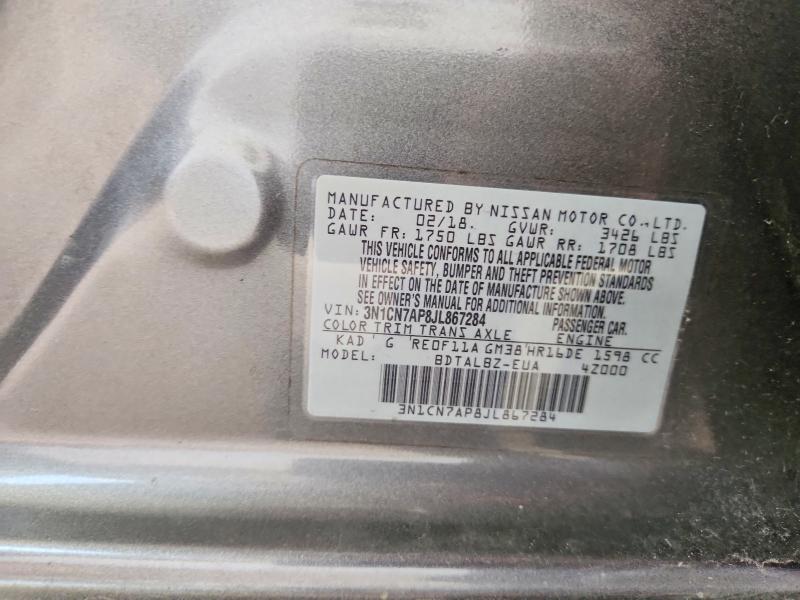 Auction sale of the 2018 Nissan Versa, vin: 3N1CN7AP8JL867284, lot number: 66767546