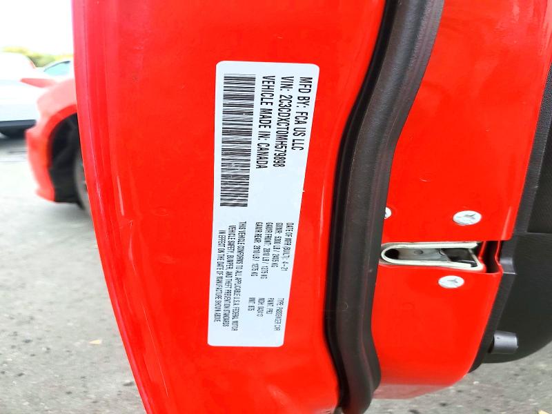 66789546 :رقم المزاد ، 2C3CDXCT0MH579898 vin ، 2021 Dodge Charger مزاد بيع
