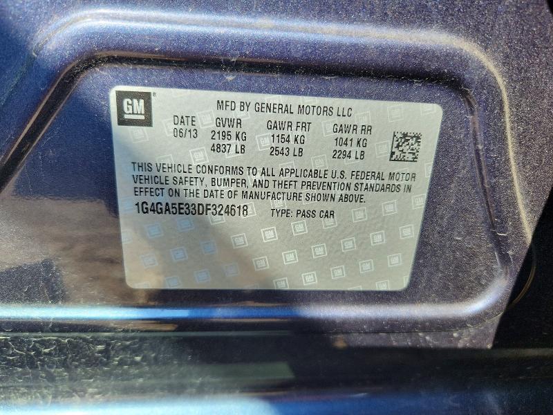 Aukcja sprzedaży 2013 Buick Lacrosse, vin: 1G4GA5E33DF324618, numer aukcji: 63647886